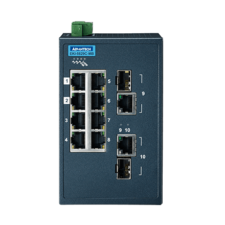 8 Fast Ethernet + 2 Gigabit Individual Managed Switch with Modbus TCP/IP
